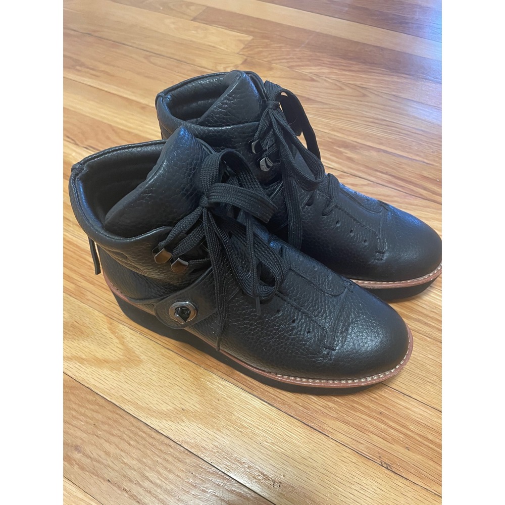Coach Urban Hiker Boots Size 6 Black Leather‎ Platform Lace Up Ankle Streetwear - Picture 3 of 10